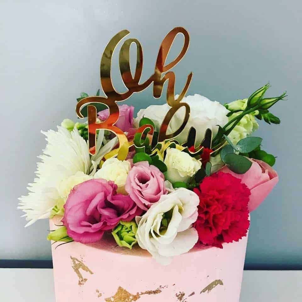 Oh Baby Acrylic Gold Mirror Baby Shower Cake Topper