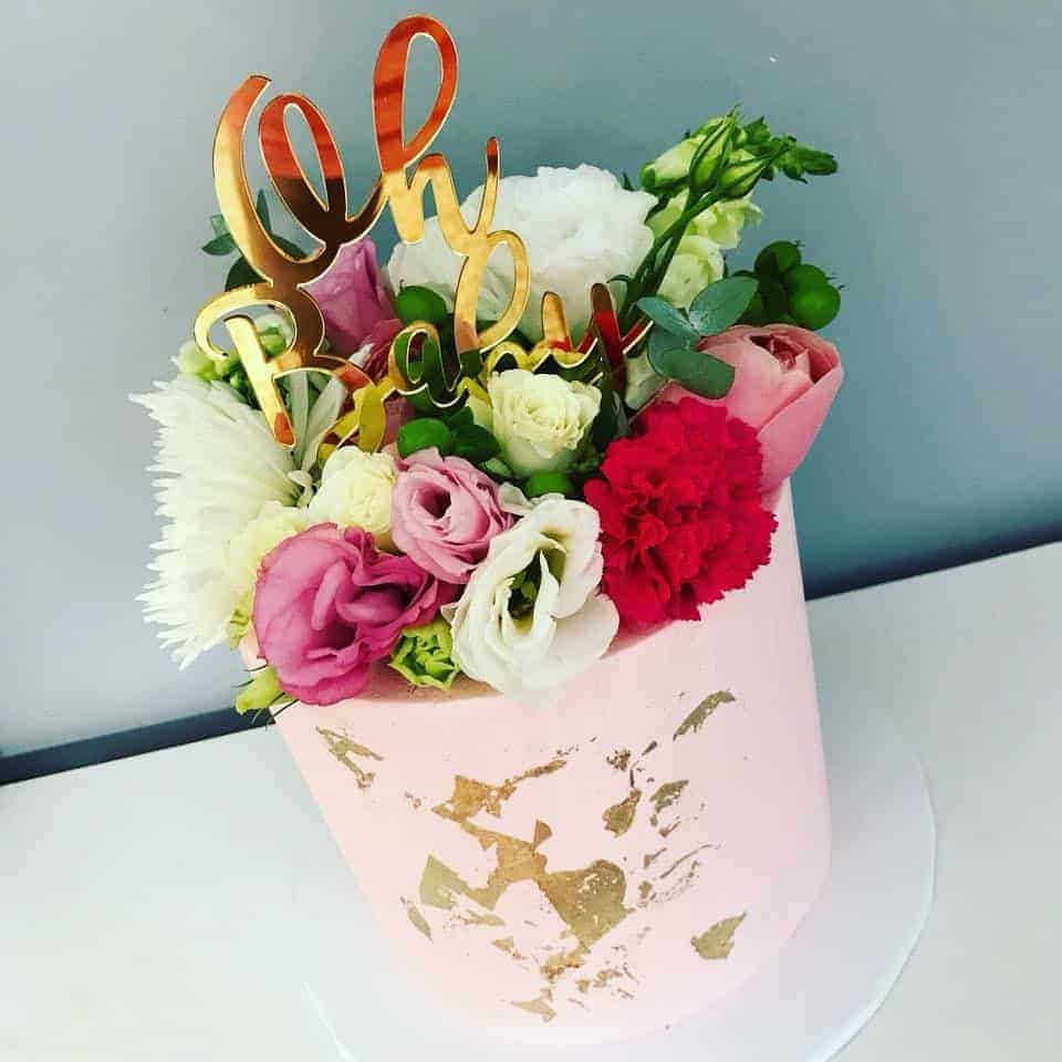 Oh Baby Acrylic Gold Mirror Baby Shower Cake Topper