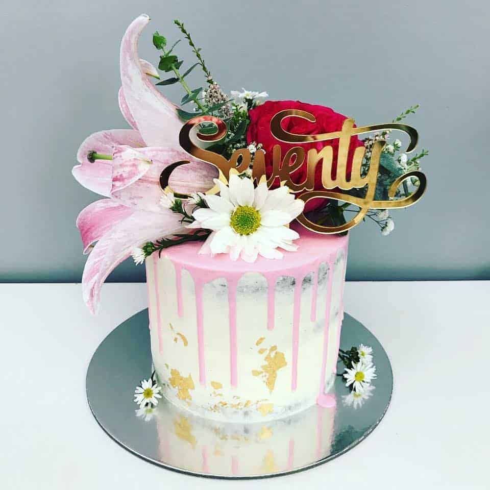 Seventy Acrylic Gold Mirror 70th Birthday Cake Topper