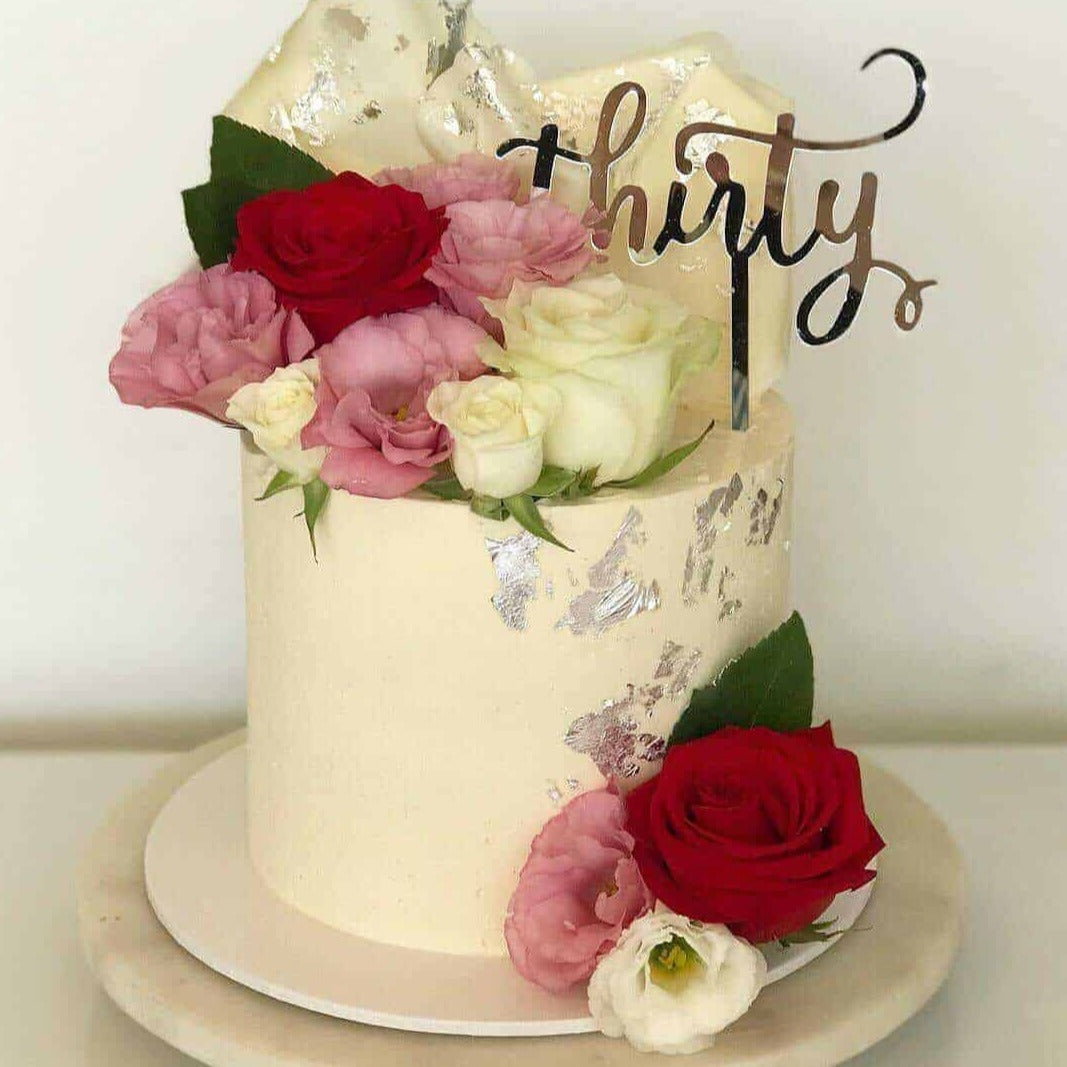 Thirty Acrylic Silver Mirror 30th Birthday Cake Topper