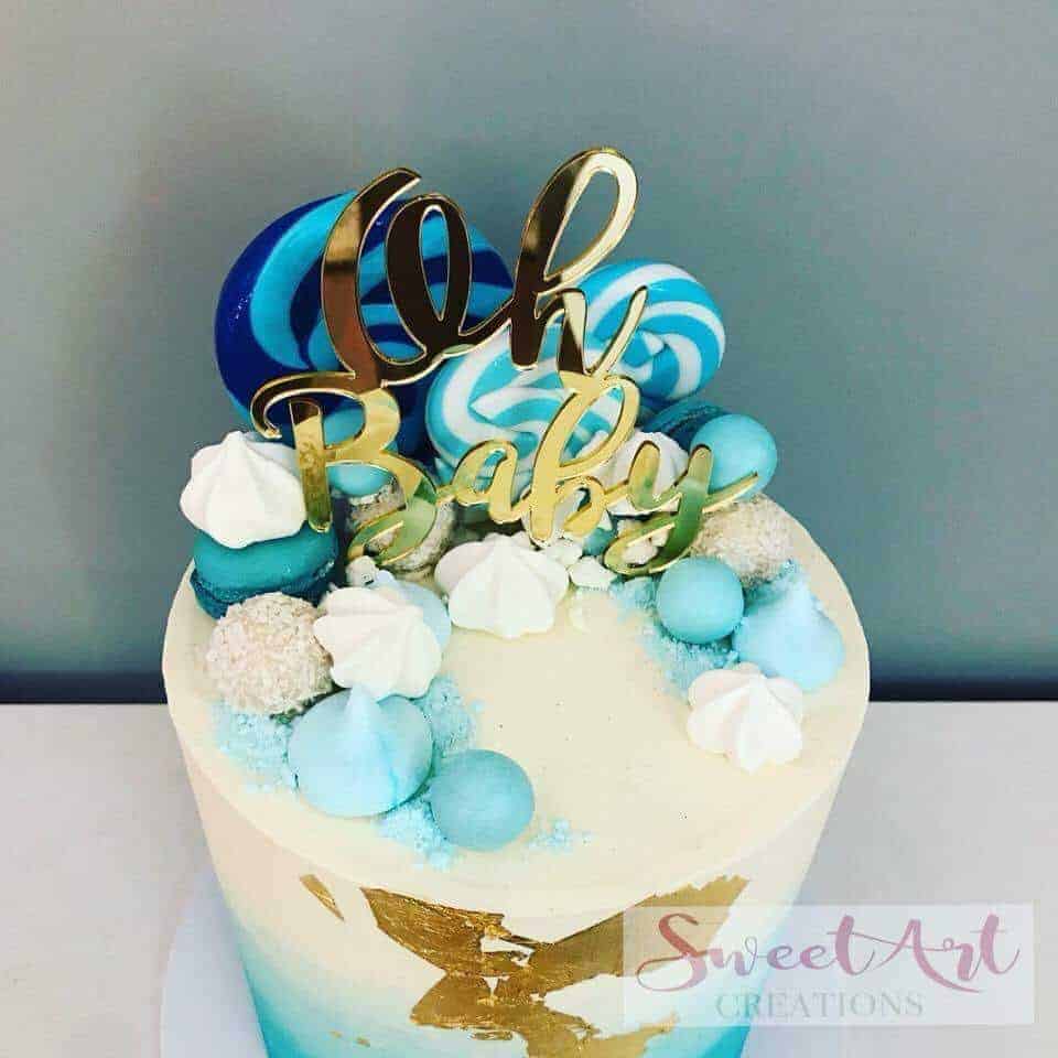 Oh Baby Acrylic Gold Mirror Baby Shower Cake Topper