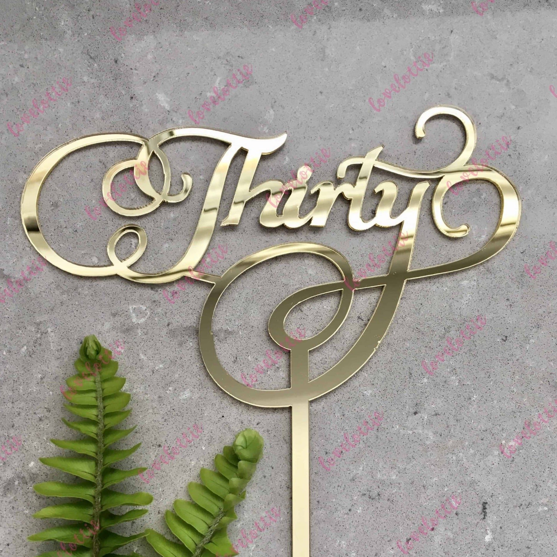 Thirty Swirl Acrylic Gold Mirror 30th Birthday Cake Topper