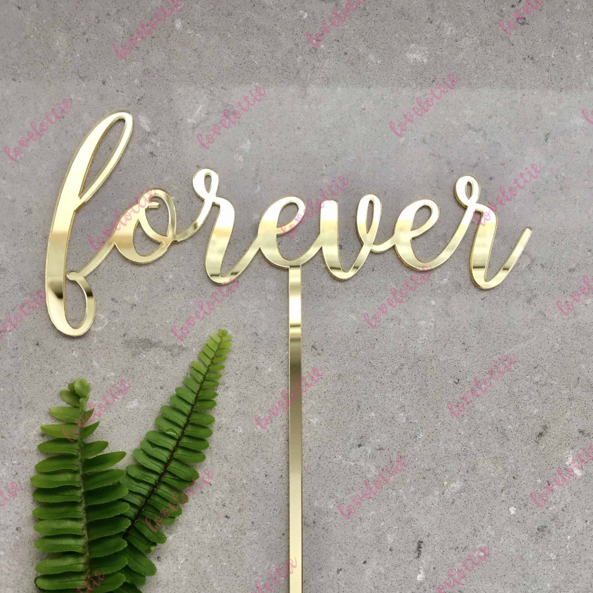 Forever Acrylic Gold Mirror Wedding Cake Topper