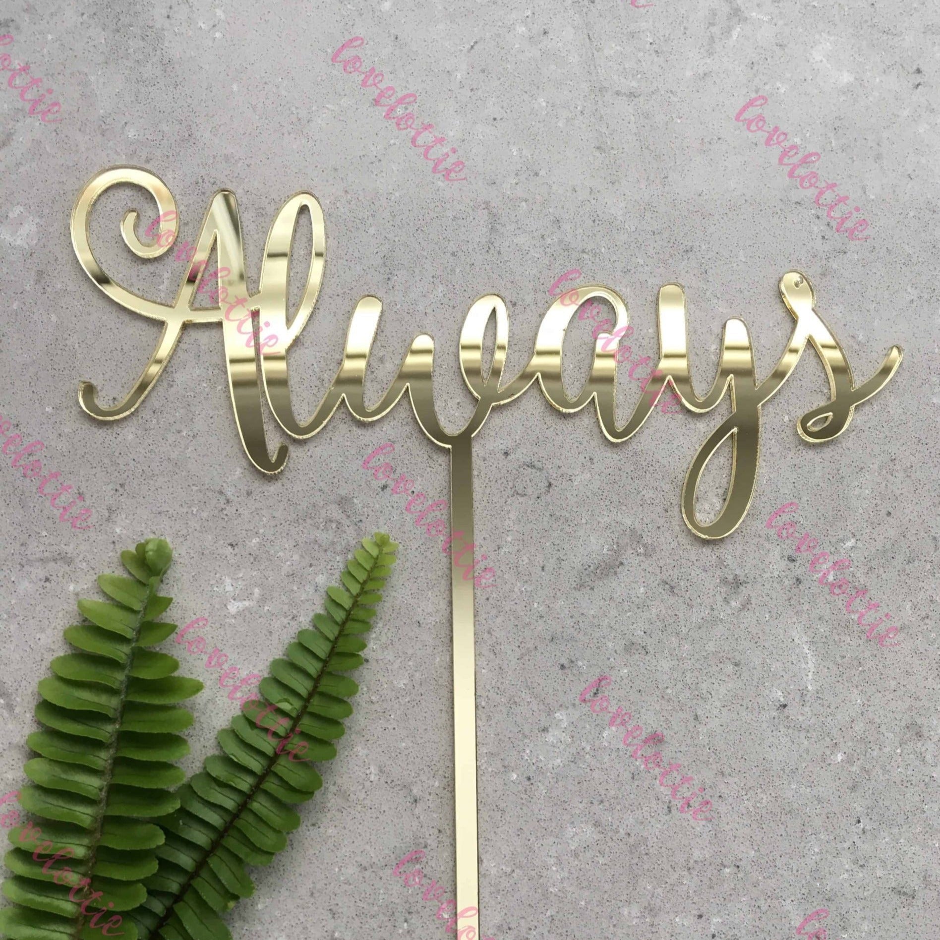 Always Acrylic Gold Mirror Wedding Cake Topper