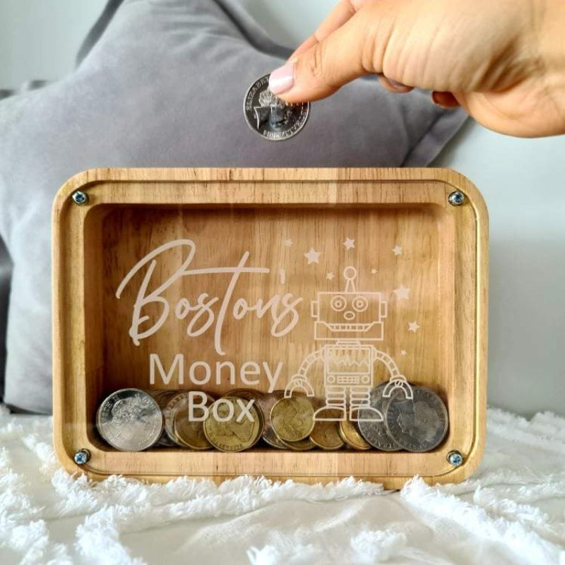 Custom Money Box Robot Design Love Lottie xoxo