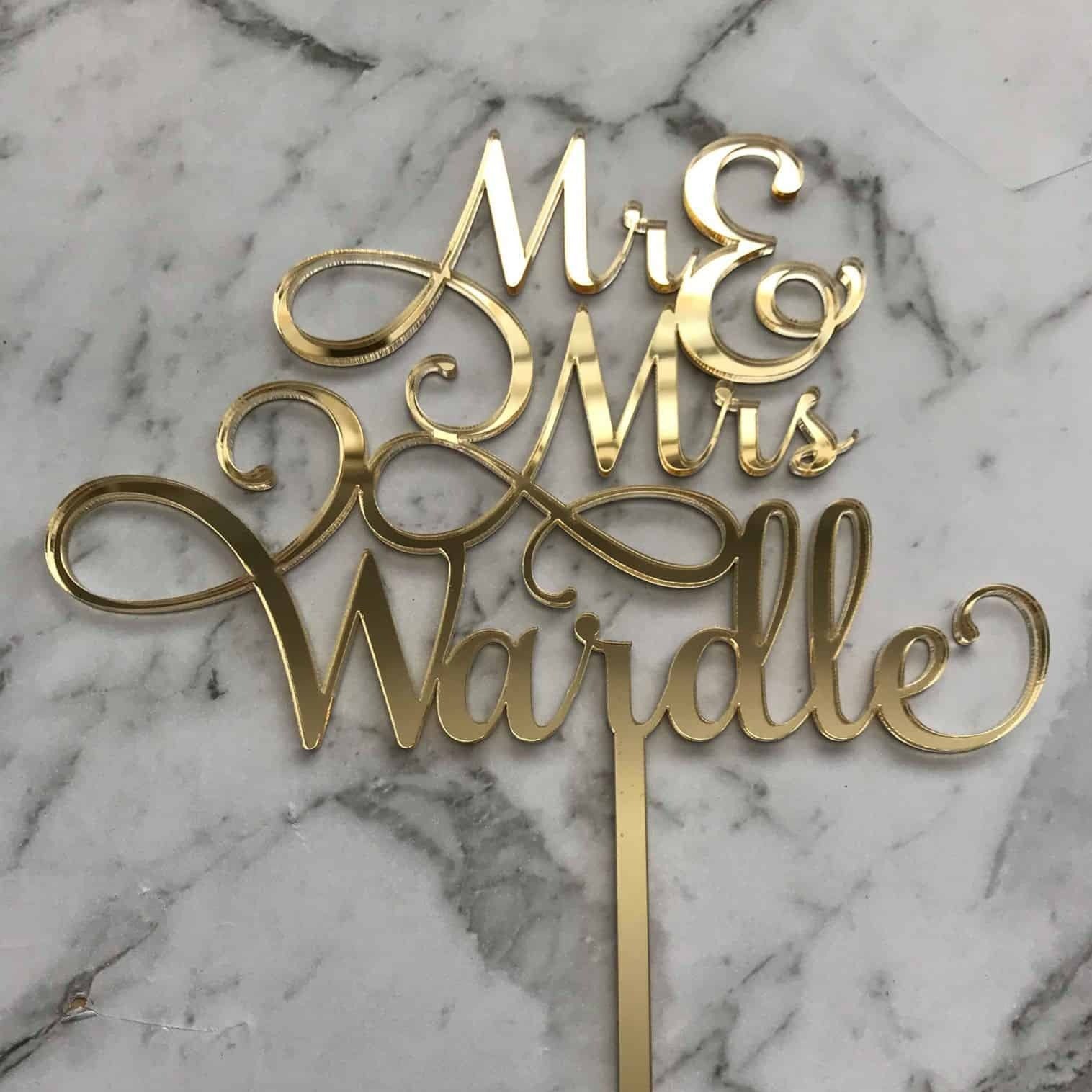 Custom Mr & Mrs Name Wedding Cake Topper