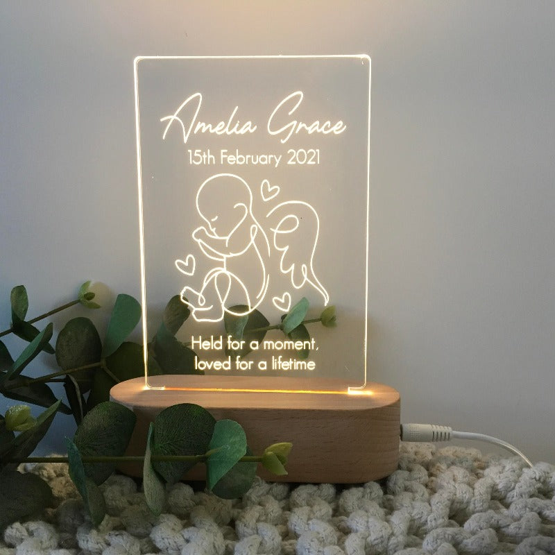 Memorial Plaque Light - Angel Baby Stillborn