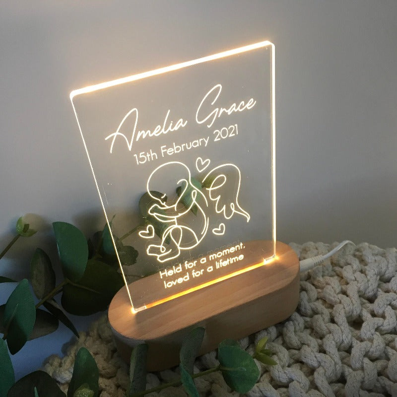 Memorial Plaque Light - Angel Baby Stillborn