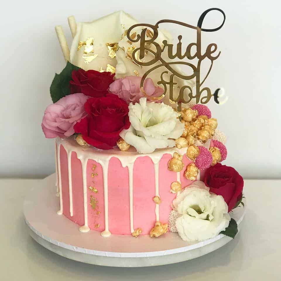Bride To Be Acrylic Gold Mirror Bridal Shower Cake Topper