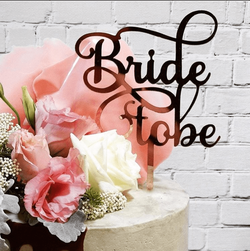 Bride To Be Acrylic Rose Gold Mirror Bridal Shower Cake Topper
