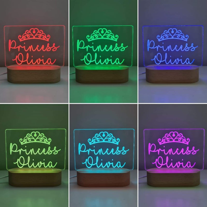 Personalised Baby Night Light - Crown Princess