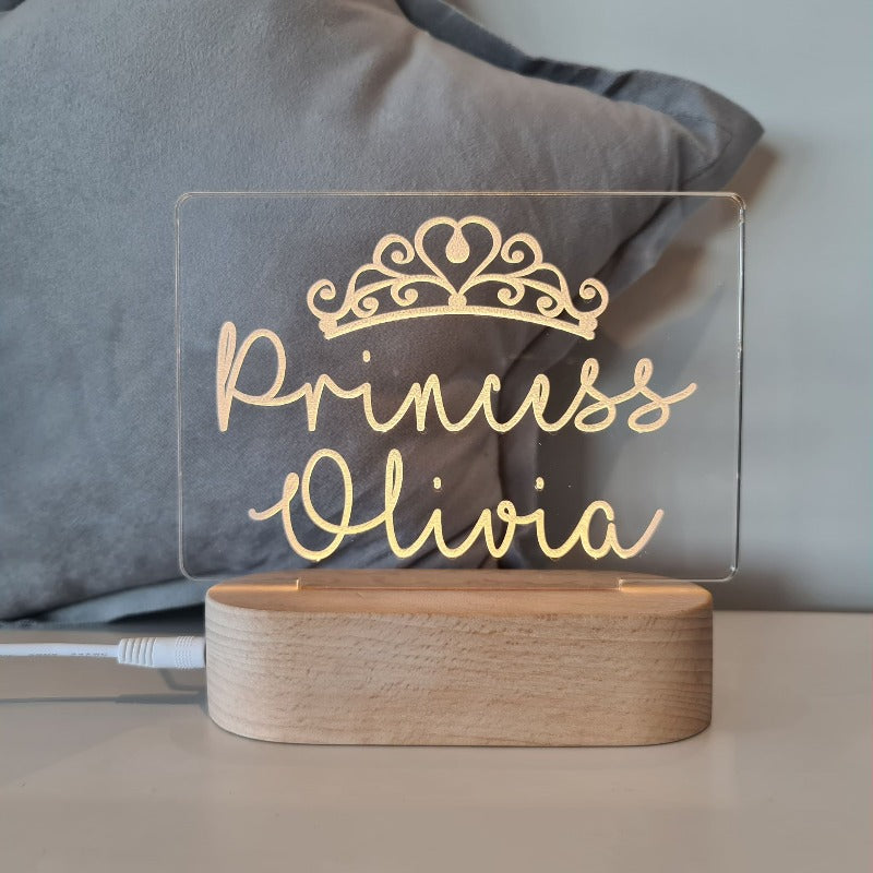 Personalised Baby Night Light - Crown Princess