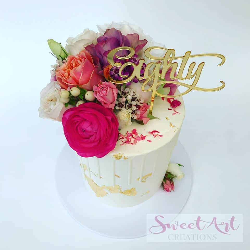 Eighty Acrylic Gold Mirror 80th Birthday Cake Topper