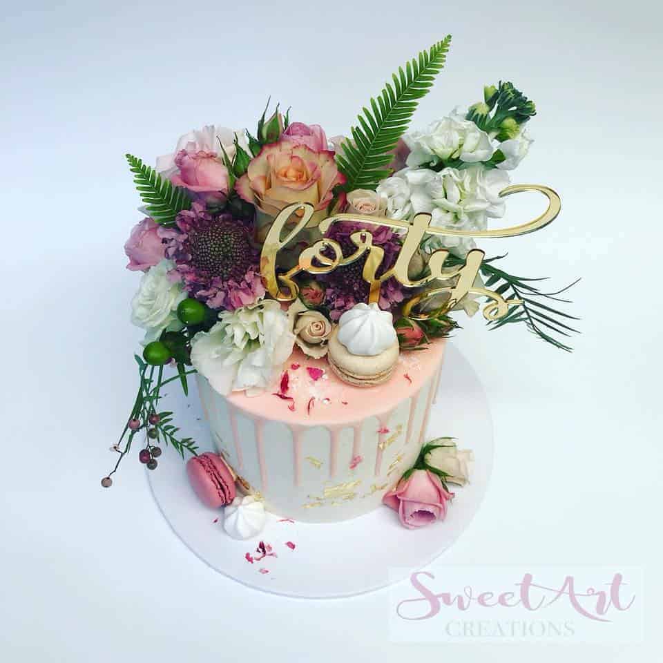 Forty Acrylic Gold Mirror 40th Birthday Cake Topper