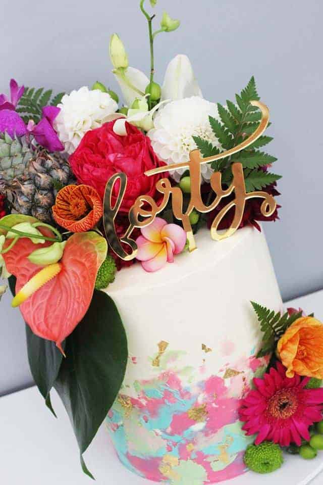 Forty Acrylic Gold Mirror 40th Birthday Cake Topper