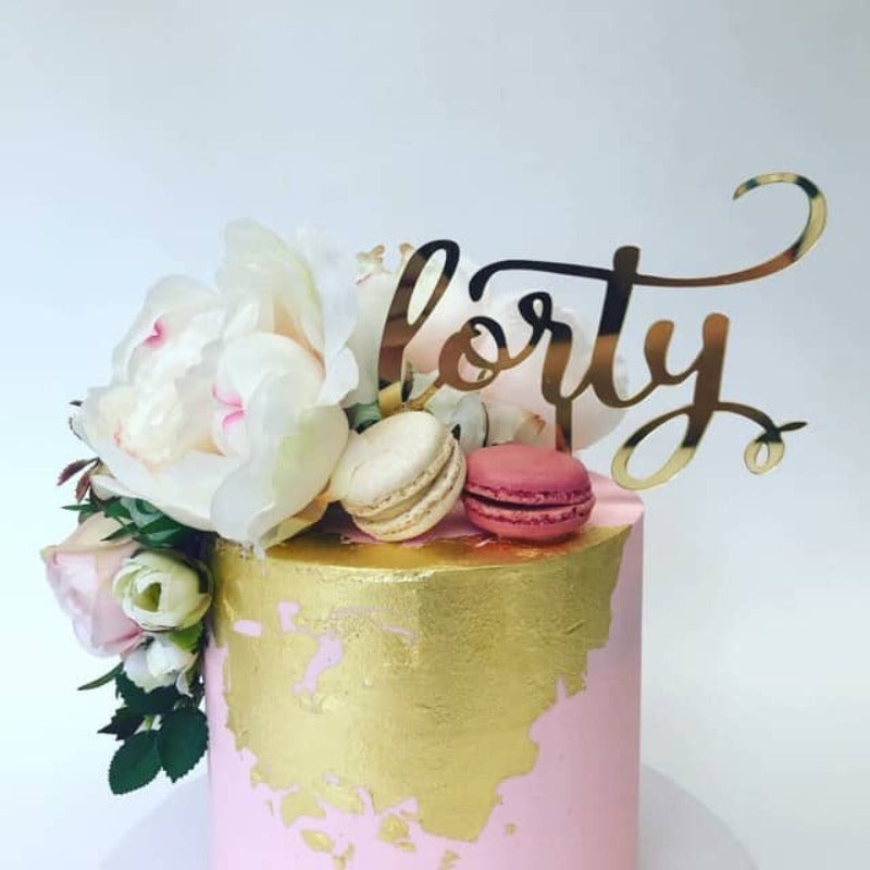 Forty Acrylic Gold Mirror 40th Birthday Cake Topper