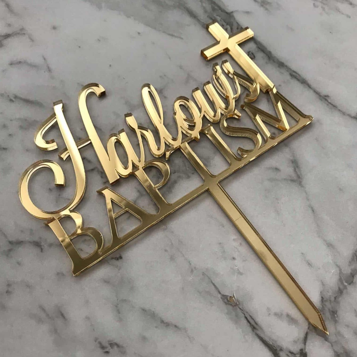 Custom Name Baptism Cake Topper Style Harlow