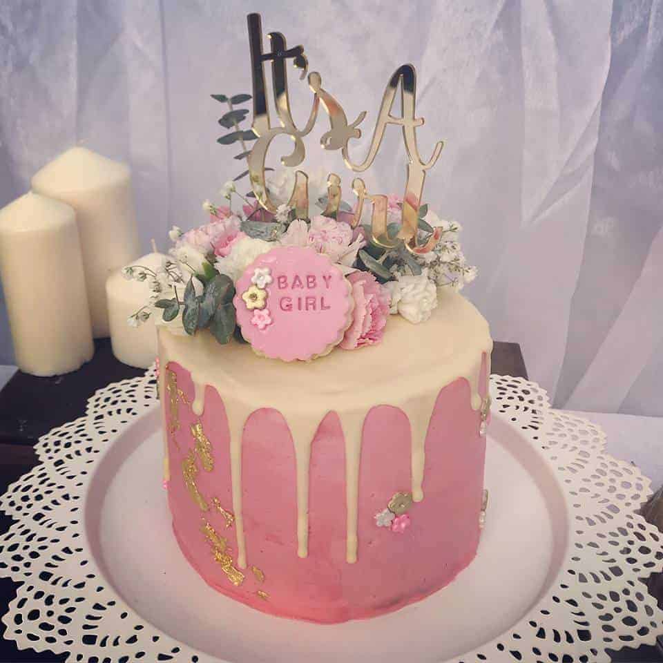 It's A Girl Acrylic Gold Mirror Baby Shower Cake Topper