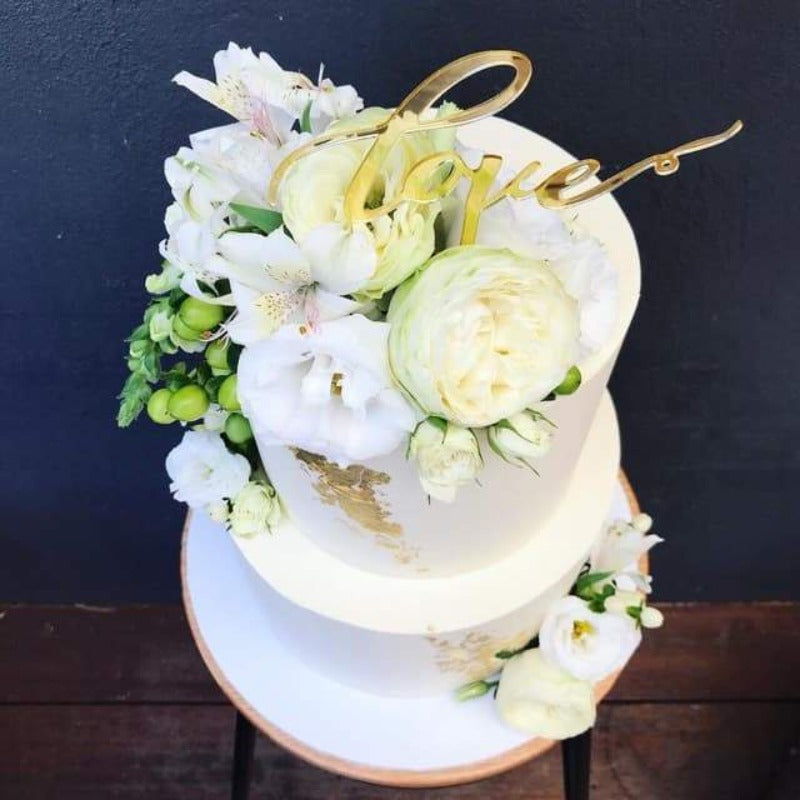 Love Acrylic Gold Mirror Engagement Wedding Cake Topper