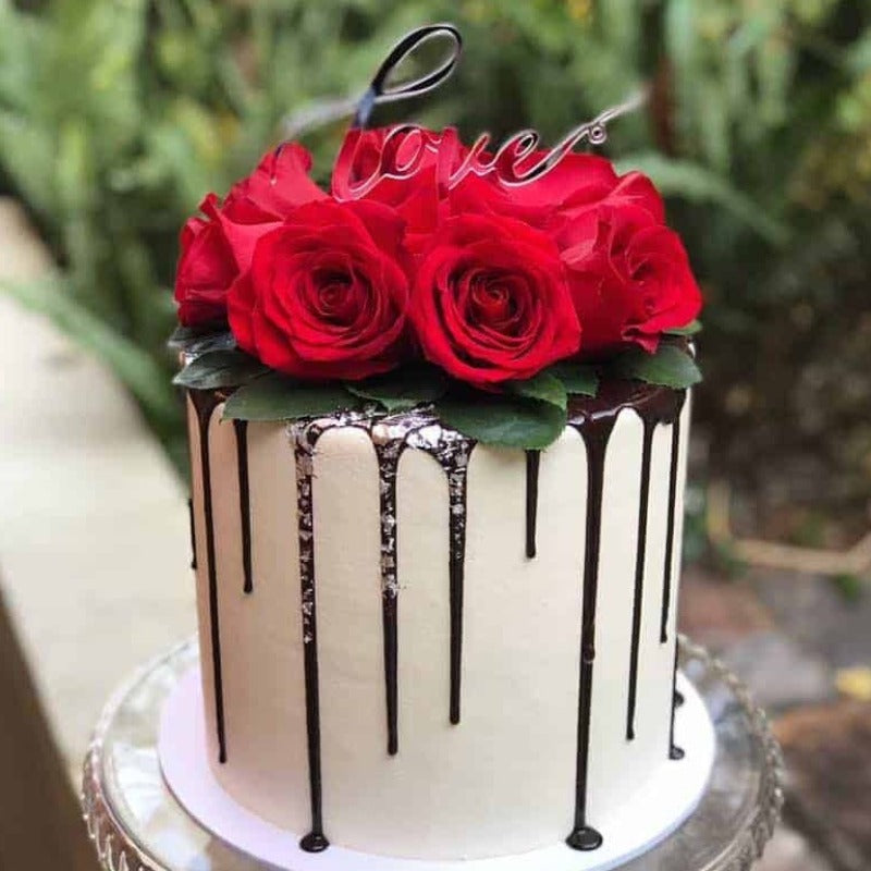 Love Acrylic Silver Mirror Engagement Wedding Cake Topper