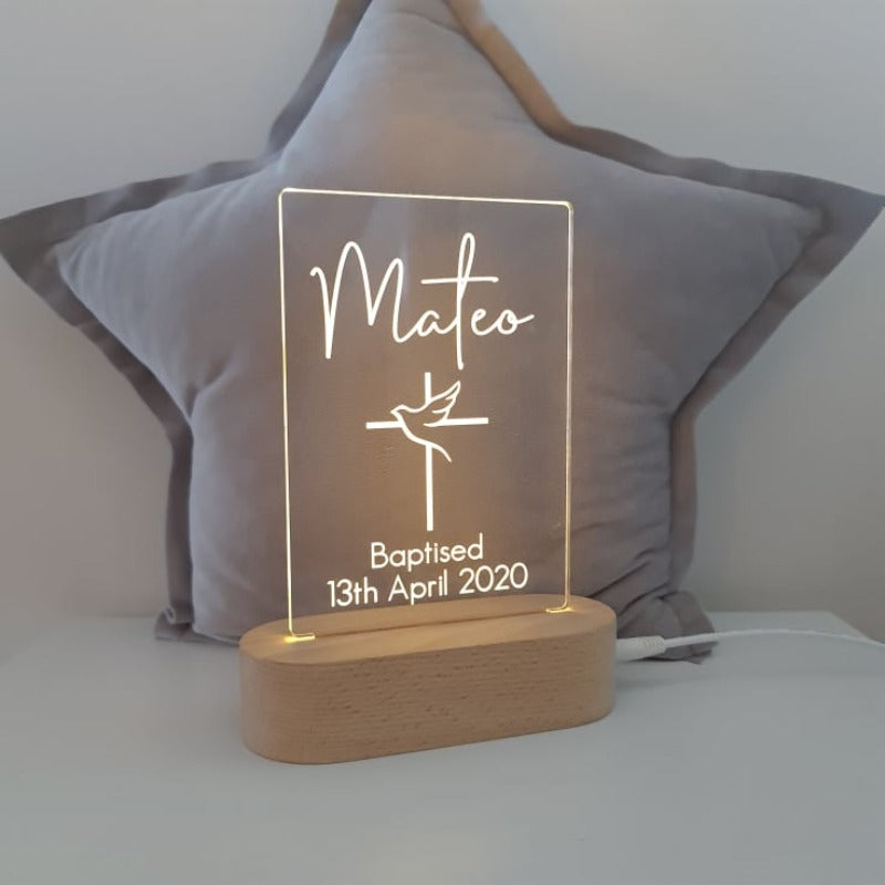 Baptism Christening Gift Personalised Light