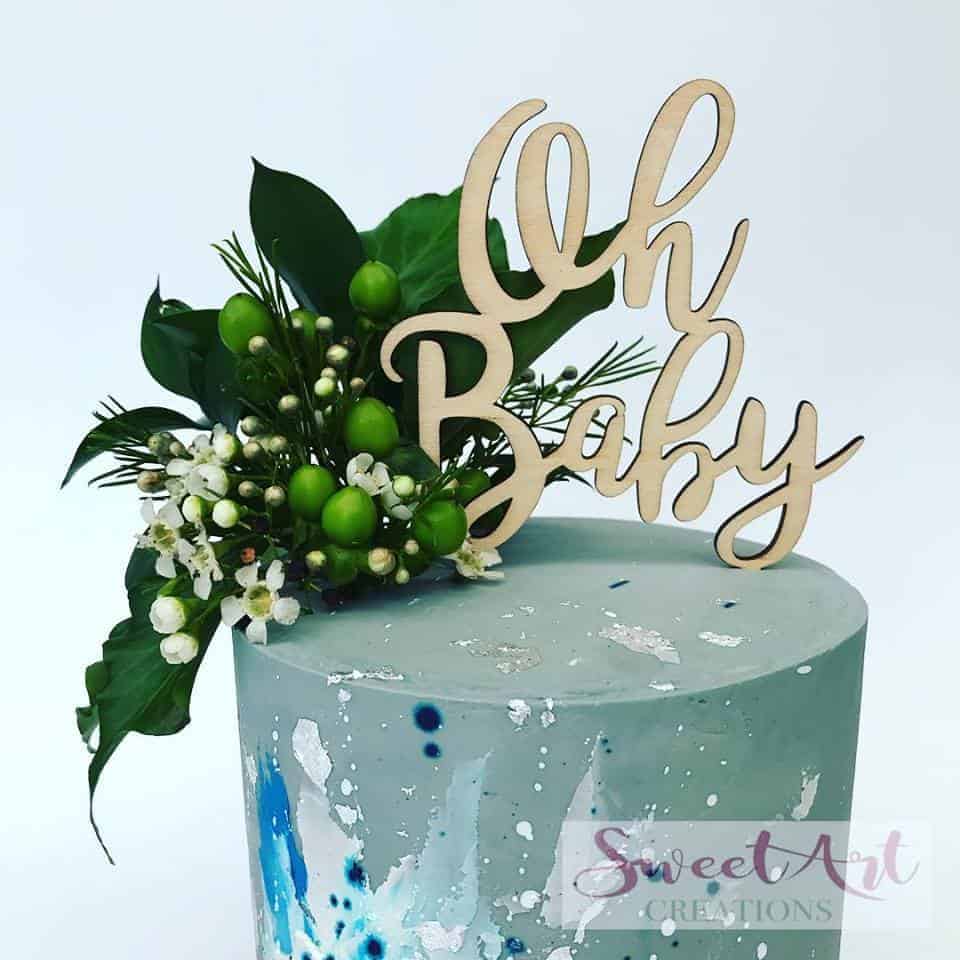 Oh Baby Rustic Wood Baby Shower Cake Topper