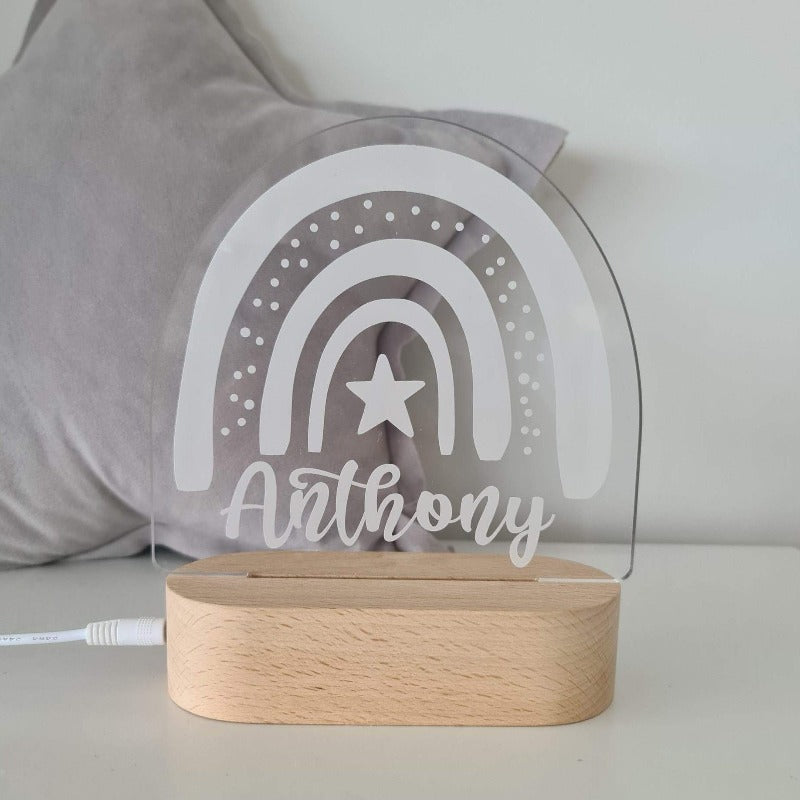 Personalised Baby Night Light - Rainbow with Star