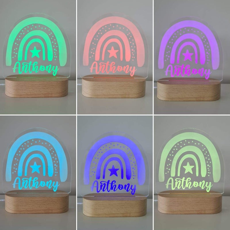 Personalised Baby Night Light - Rainbow with Star