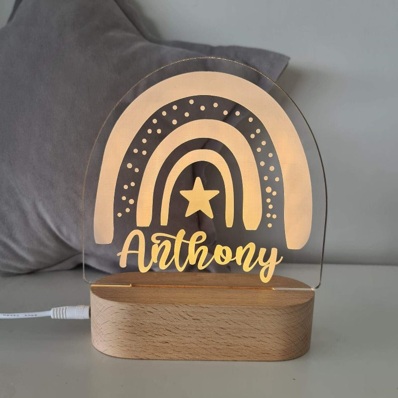 Personalised Baby Night Light - Rainbow with Star