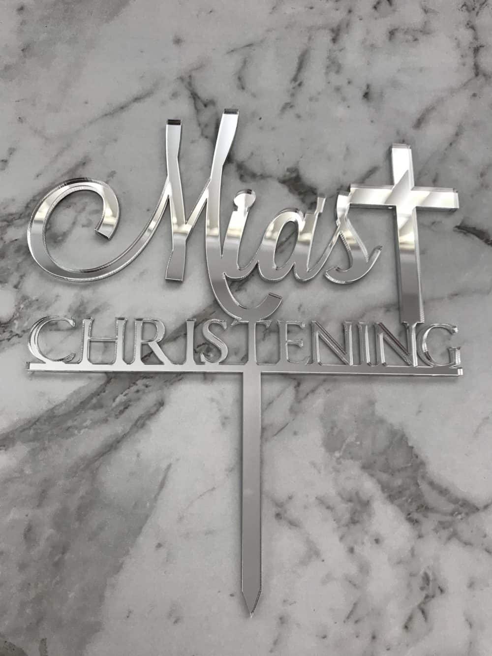 christening cake topper