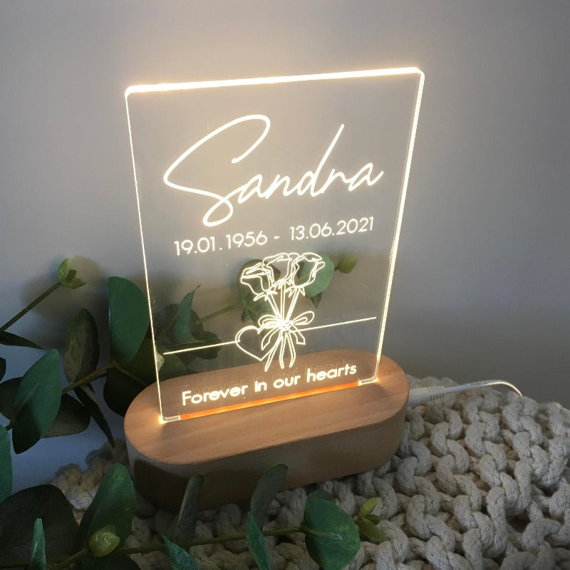 Memorial Plaque Light - In living Memory Bouquet