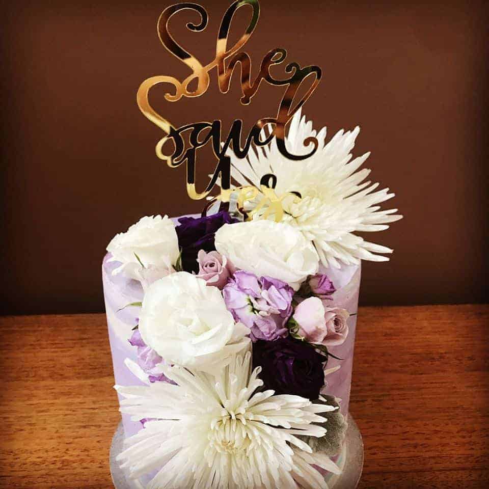 She Said Yes Acrylic Gold Mirror Engagement Cake Topper