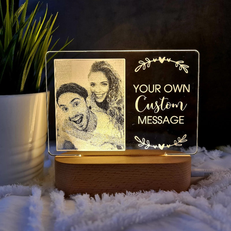 Valentine's Day Personalised Photo Light - Custom Message