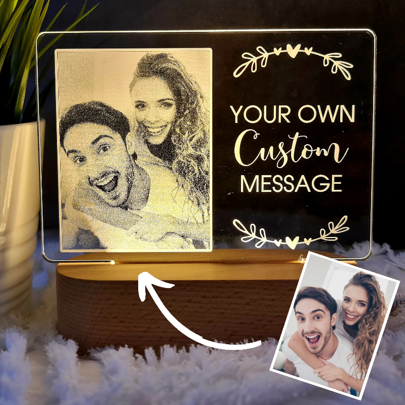 Valentine's Day Personalised Photo Light - Custom Message