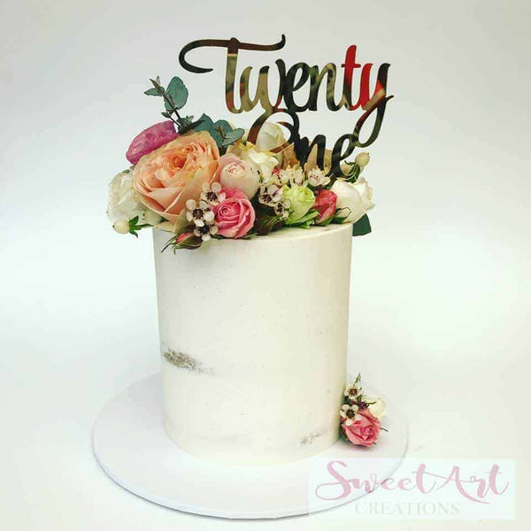 Twenty One Acrylic Gold Mirror 21st Birthday Cake Topper