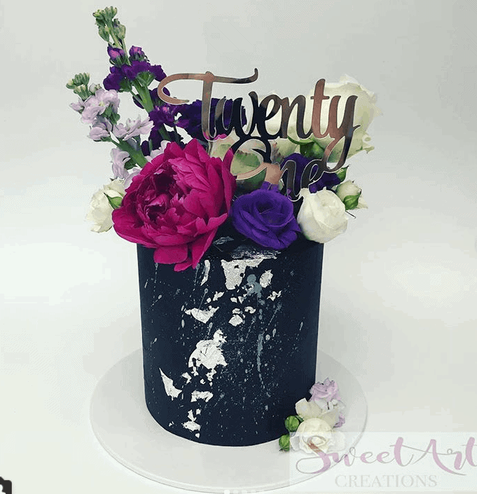 Twenty One Acrylic Rose Gold Mirror 21st Birthday Cake Topper