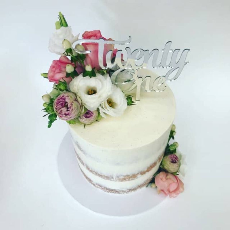 Twenty One Acrylic Silver Mirror 21st Birthday Cake Topper