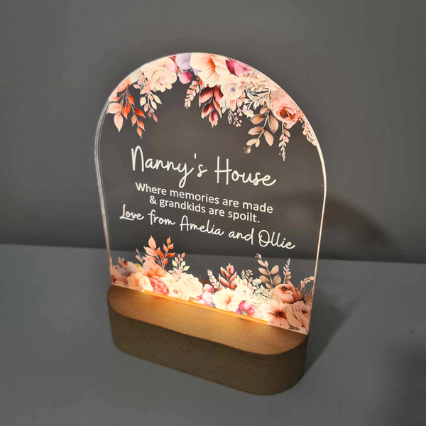 Personalised Handcrafted Floral LED Lamp for Mother's Day - Nanny's House