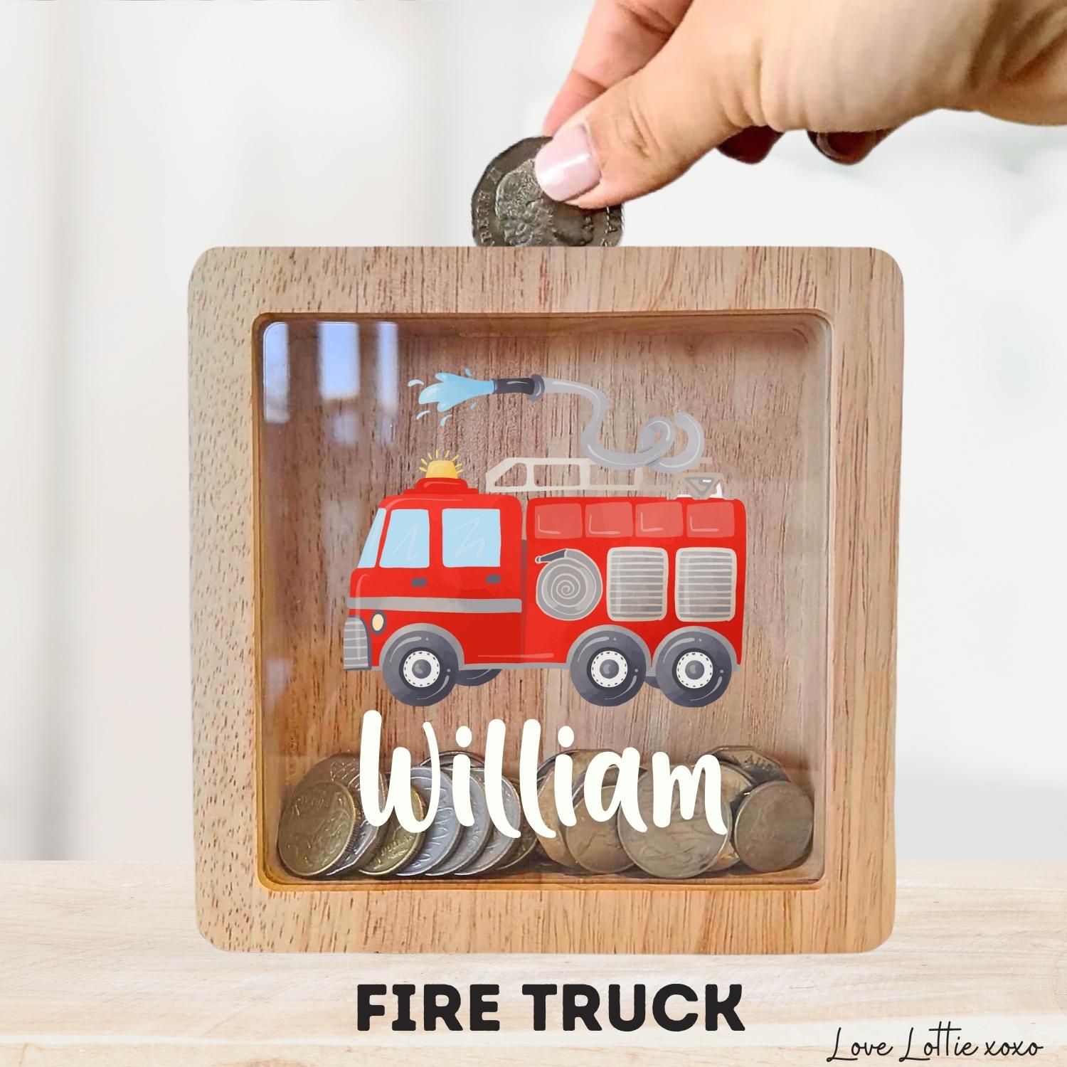 Personalised Money Box Gift - Printed Design with Custom Name - Custom Baby Gift - Lion