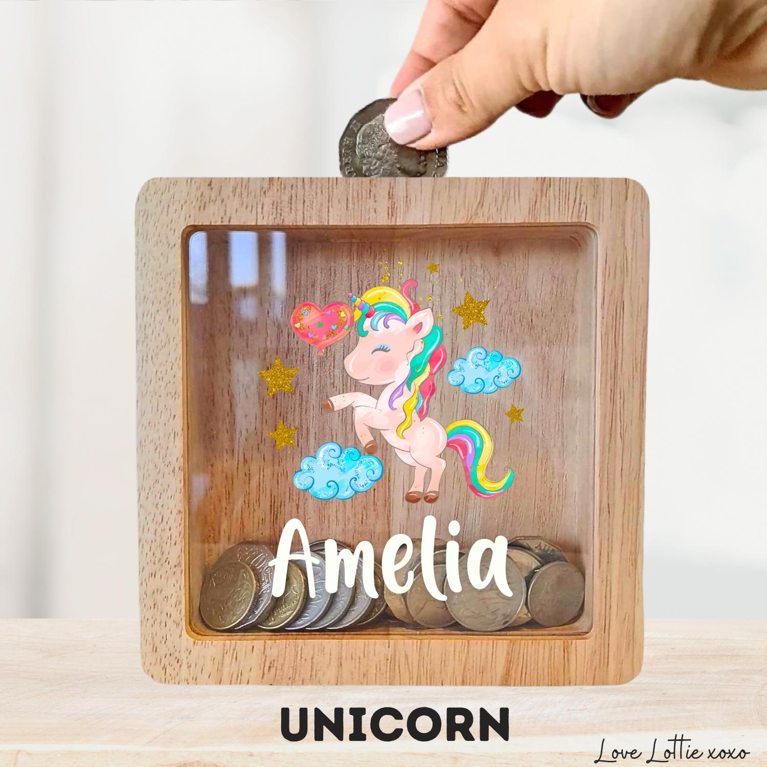 Personalised Money Box Gift - Printed Design with Custom Name - Custom Baby Gift - Blue Cross