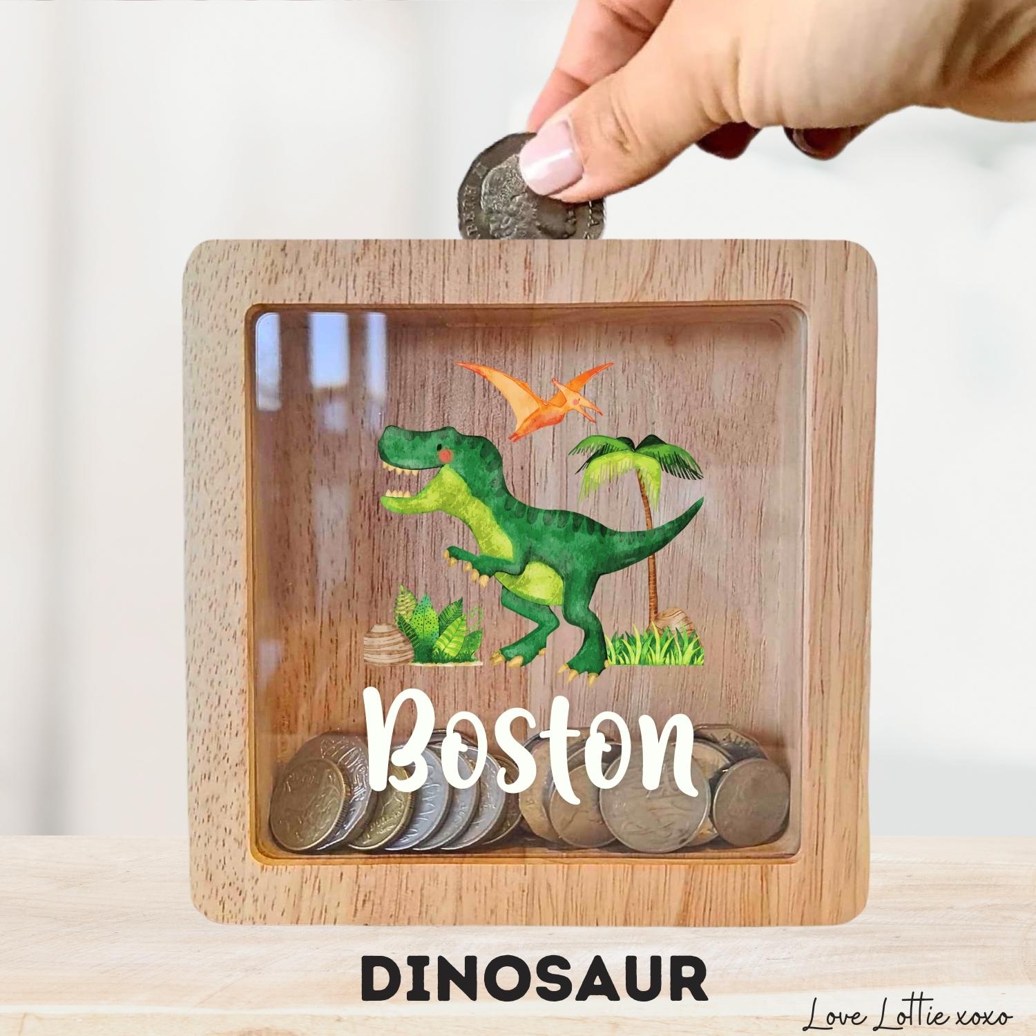 Personalised Money Box Gift - Printed Design with Custom Name - Custom Baby Gift - Lion