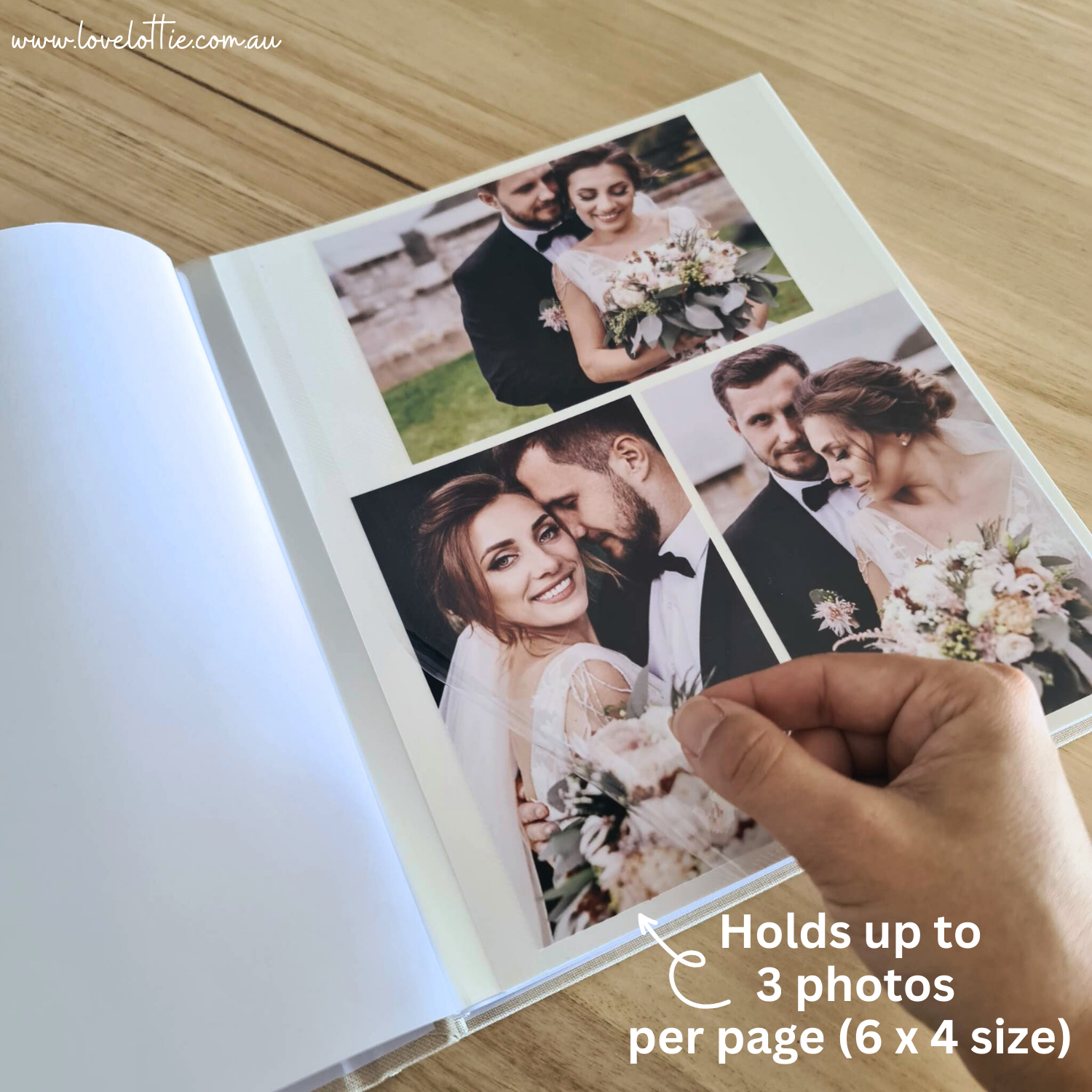 Personalised Linen Wedding Photo Album - Wedding Anniversary Gift - Couple Engagement Names and Date - Photo Frame Cover