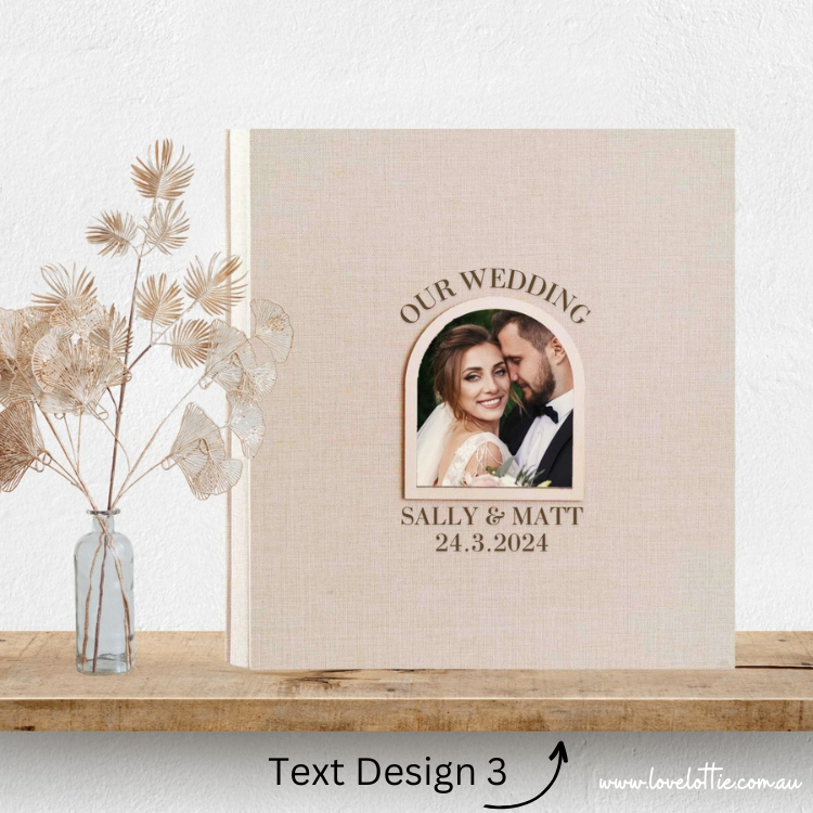 Personalised Linen Wedding Photo Album - Wedding Anniversary Gift - Couple Engagement Names and Date - Photo Frame Cover