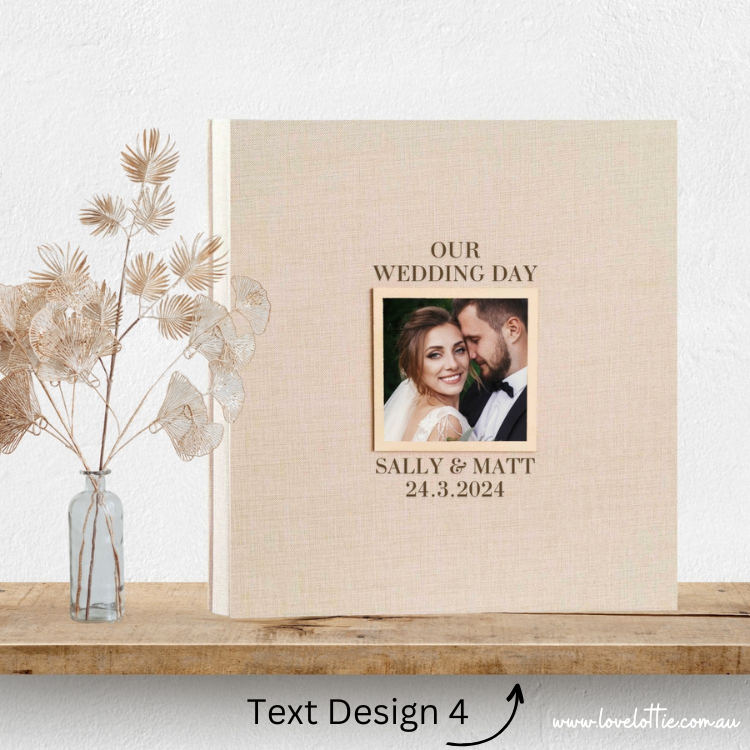 Personalised Linen Wedding Photo Album - Wedding Anniversary Gift - Couple Engagement Names and Date - Photo Frame Cover