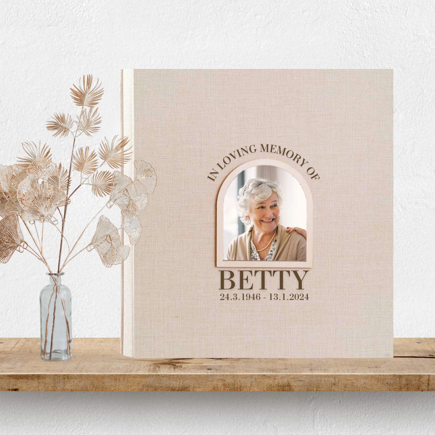 Personalised Memorial Photo Album - Arch Window Design 1