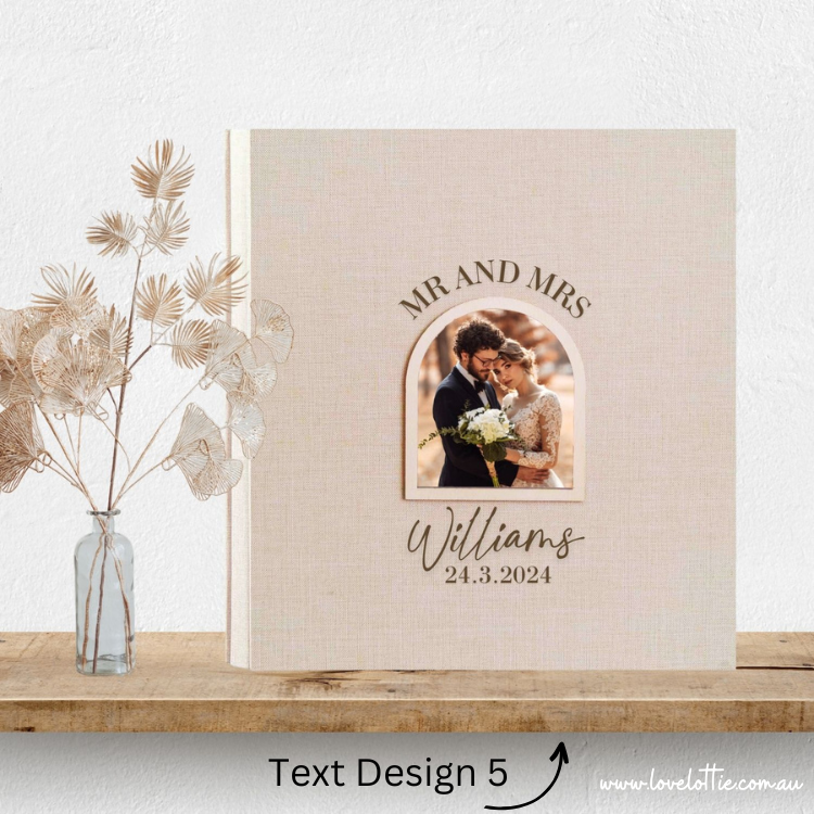 Personalised Linen Wedding Photo Album - Wedding Anniversary Gift - Couple Engagement Names and Date - Photo Frame Cover