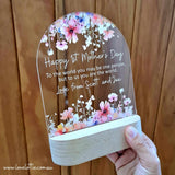 Personalised Handcrafted Floral LED Lamp for Mother's Day - 1st Mother's Day World