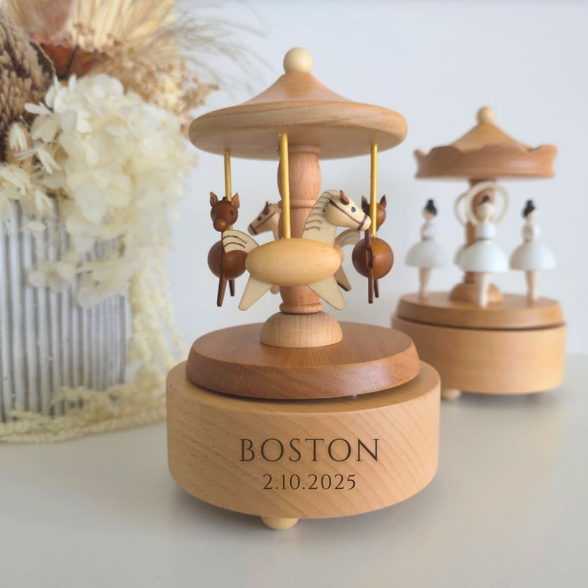 Custom Birthday Gift Carousel Wooden Music Box