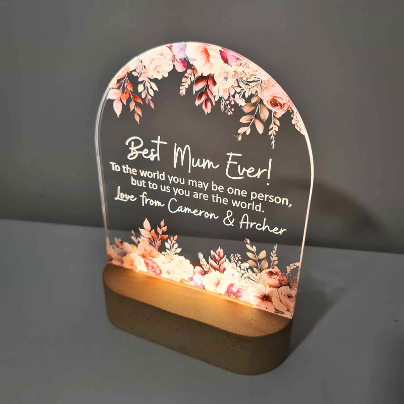 Personalised Handcrafted Floral LED Lamp for Mother's Day - You Are The World