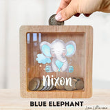 Personalised Money Box Gift - Printed Design with Custom Name - Custom Baby Gift - Lion